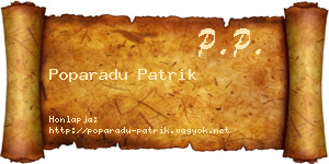 Poparadu Patrik névjegykártya